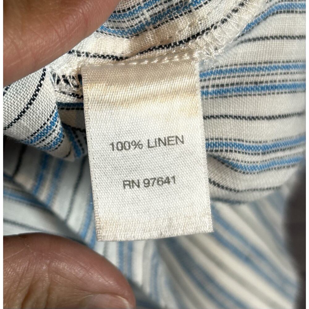 J. Jill Shirt Womens Medium Blue White Stripe Love Linen Popover Tunic Coastal - Picture 7 of 7